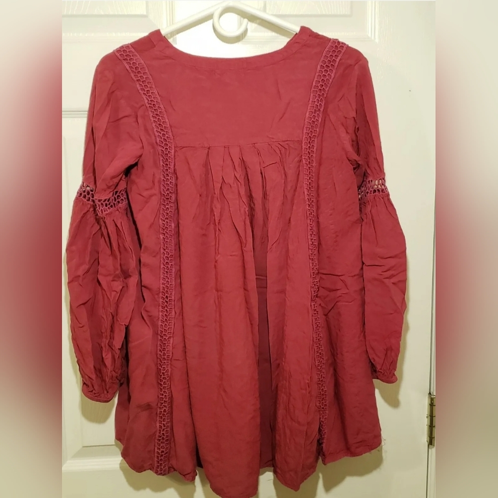 ❤️ Rebellion Again Boho Embroidered Peasant Blouse Top Size SMALL RED ❤️ - Picture 7 of 12